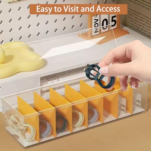 2 Pack Clear Cable Organizer Box with Lid, Plastic Charger Cable Cord Storage Organizer, Stackable Office Desk Organizers, Multifunctional Accessories Storage Box Fit in Home Drawer - color: 2 pack Clear Cable Organizer Box