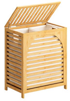 Laundry Hamper with Lid, 27.3 Gallon (103L) Bamboo Wood Clothes Laundry Basket with Lid and Handles, Removable Liner - color: Natural, size: Extra Large
