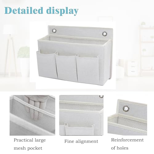 2-Pack Wall Hanging Organizer Bag/Hanging Baskets with Large Mesh Compartment & 3 Pockets，Over the Door Organizer Space Saving Storage for Bedroom,RV Camper, Closet (White-2 Pack) - color: White-2 Pack