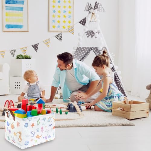 Rectangle Fish Basket,Ocean Animals Waterproof Kids foldable Laundry Basket,Nursery Hamper,Boys and Girls Hamper,kids Room decor, kids toy organizer,Gift basket(Ocean Animals) - color: Ocean Animals