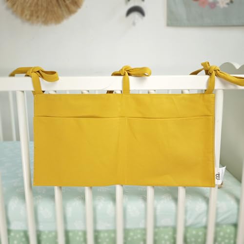 Baby Bedside Hanging Storage Bag - 2-Pocket Bedside Storage with High Capacity for Diapers & Essentials, Space-Saving Hanging Nursery Organizer 5 Colors Available (Ginger) - color: Ginger