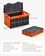 VEVOR Plastic Collapsible Storage Bins with Lids, 45L 3Packs, Stackable Folding Storage Crates with Handles, Holds 44 lbs Per Bin, Heavy Duty Containers, Space-Saving Baskets, for Home Organizing - size: 45L-Orange-3PC