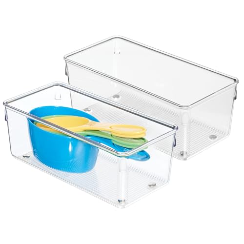iDesign Plastic Drawer Organizer for Kitchen, Bathroom, and Desk Drawers, Set of 2, Clear - style: Pack of 2