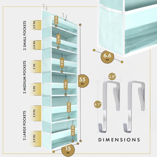 HOMELUX THEORY UPGRADED 6 Tiers Over The Door Organizer Hanging - 100D EXTRA THICK & 50lbs HUGE CAPACITY, 12 Side Mesh Pockets Over The Door Shoe Organizer, Hanging Closet Organizer (Baby Blue, 2pc) - color: 5. Baby Blue, size: Standard 2 sets
