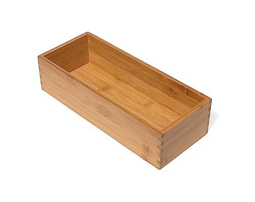 Lipper International Bamboo Utensil Holder Storage Box for Cooking Tools, Makeup, or Office Supplies, 5" x 12" x 3" - size: 5" x 12" x 3"