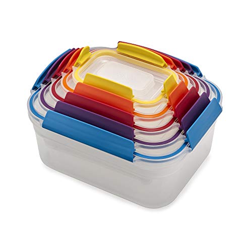 Joseph Joseph Nest Lock Plastic BPA Free Food Storage Container Set with Lockable Airtight Leakproof Lids, 10-Piece, Multi-Color - color: Multicolor, size: Rectangular, style: 10pc