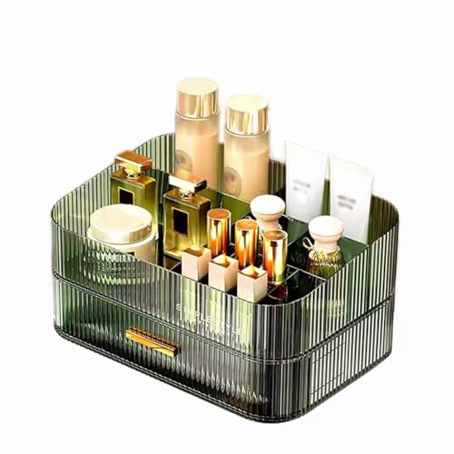 MIUOPUR Makeup Organizer with Stackable Drawers, Bathroom Vanity Organizers and Storage, Ideal for Desk and Dresser Countertops, Great for Cosmetics, Skincare, Lipsticks, Nail Care - Green - color: Clear Green, size: Tray and Drawer