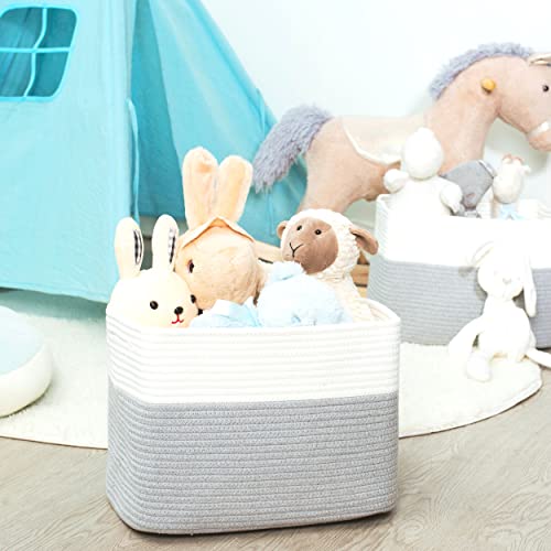 MINTWOOD Design 3-Pack Storage Baskets for Shelves, Playroom and Classroom, Book Basket, Decorative Storage Cube Bins, Woven Closet Organizers, Pantry and Shoe Organizer, Grey - color: Cool Grey