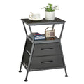 Side Tables for Bedroom Nightstand with 2 Cloth Drawer Bedside Table with Storage End Tables Living Room Sofa Couch - color: Black