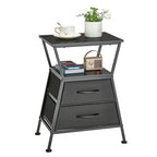 Side Tables for Bedroom Nightstand with 2 Cloth Drawer Bedside Table with Storage End Tables Living Room Sofa Couch - color: Black