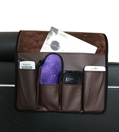 Wanty Velvet Sofa Couch Chair Armrest Soft Caddy Organizer Holder for Remote Control, Cell Phone, Book, Pencil (Brown) - color: Brown