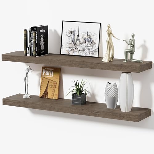Floating Shelves for Wall, Bathroom Shelves Over Toilet, Wall Shelves & Book Shelf for Room, Hanging Shelf, Modern Wooden Mounted Floating Shelves, 36x7x1.5 in (Smoke Gray, Set of 2) - color: Smoke Gray, size: 36"(set of 2)