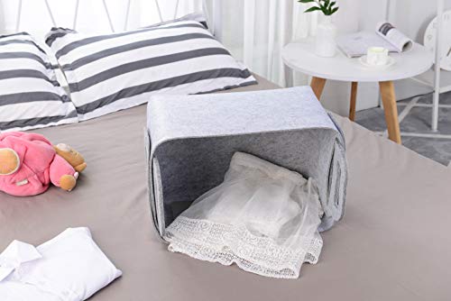 Storage Basket Felt Storage Bin Collapsible& Convenient Box Organizer with Carry Handles for Office Bedroom Closet Babies Nursery Toys Laundry (Light grey, 17.9inch（L）×12.2inch（W）×11.6inch（H）) - color: Light grey, size: 17.9inch（L）×12.2inch（W）×11.6inch（H）