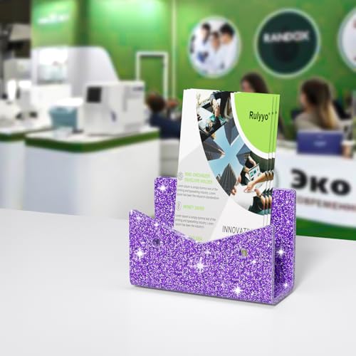 Mail Organizer Envelope Holder - Glitter Purple Acrylic Mail Holder Countertop Vertical Desk Organizer Small File Bill Document Notebook Letter Sorter for Home School Office Supplies - color: Glitter Purple, size: 1 Compartment