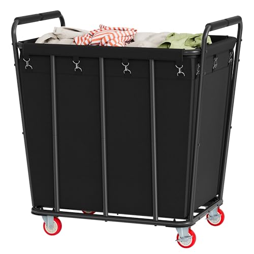 Hoctieon Large Laundry Cart with Wheels, 400L Heavy Duty Laundry Basket Organizer, Rolling Hamper Sorter for Clothes Storage, Industrial Dirty Clothes Hamper for Home & Hotel, Black - color: Black, size: 400L