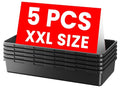 A-LuGei【XX-Large Size【5 Pcs】 Tool Box Organizer Tray Divider【Single Size】 Black Plastic Desk Drawer Organizer Garage Organization for Wrench Plier Hammer Bit Socket Extension Screwdriver Bolt Hex key - size: 5pcs-XXL Size
