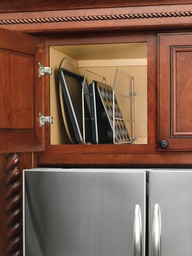Rev-A-Shelf 18" Baking Sheet Shelf Organizer for Wall and Base Kitchen Cabinets, Divider Pan Rack Storage Wires for Cupboards, Chrome, 597-12CR-2-1 - size: 2 Pack, 18 inches