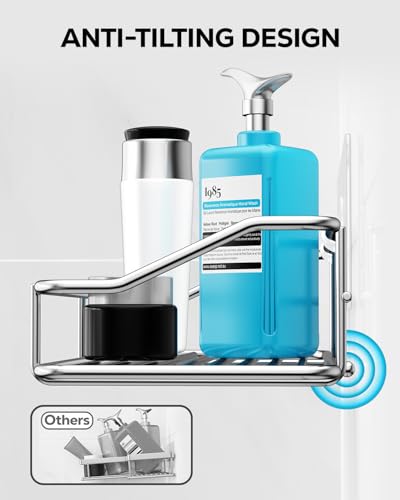 Nieifi Shower Caddy Shelf with Hooks Storage Rack Organizer Adhesive Stainless Steel without Drilling for Bathroom, Lavatory, Washroom, Restroom, Shower, Toilet, Kitchen (Sliver, 3 Pack) - color: A-Silver, size: 3 Pack
