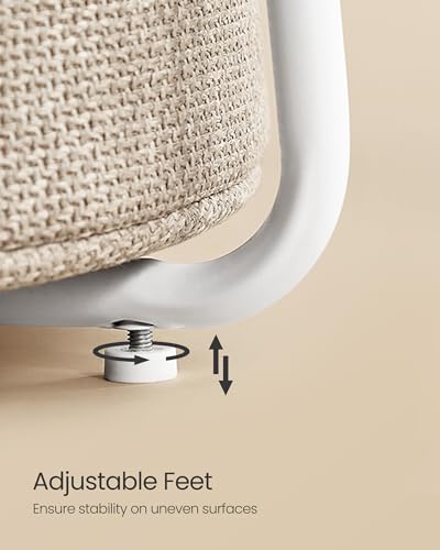 VASAGLE LILEA Collection - Small Round Side End Table, Modern Nightstand with Fabric Basket, for Living Room, Bedroom, Set of 2, Matte White and Camel Brown ULET225WG01S - color: Matte White + Camel Brown, size: Round + 2 pack