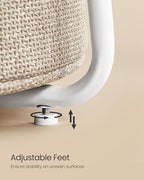 VASAGLE LILEA Collection - Small Round Side End Table, Modern Nightstand with Fabric Basket, for Living Room, Bedroom, Set of 2, Matte White and Camel Brown ULET225WG01S - color: Matte White + Camel Brown, size: Round + 2 pack