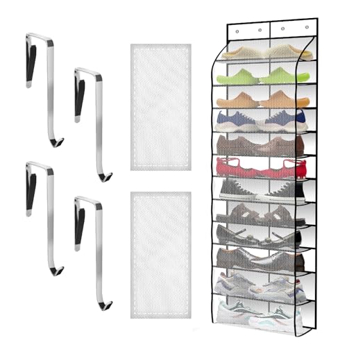 Kotkn Over The Door Shoe Organizer with 12 Large Breathable Pockets - Durable Hanging Storage for the Entire Family's Shoes (White) - color: White