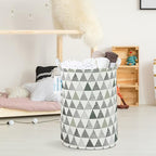 LANGYASHAN Laundry Basket Canvas Fabric Collapsible Organizer Basket for Storage Bin Toy Bins Gift Baskets Bedroom Clothes Children Nursery Hamper (Grey triangle) - color: Grey triangle