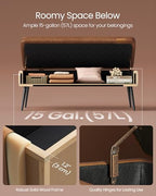 VASAGLE EKHO Collection - Storage Ottoman Bench, Entryway Bedroom Bench, 15 Gallons, Synthetic Leather with Stitching, Mid-Century Modern, Safety Hinges, Loads 660 lb, Caramel Brown ULOM074K01 - color: Caramel Brown, style: 15-Gallon Storage Bench