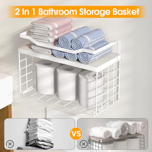 Towel Racks for Bathroom,Towel Rack Wall Mounted, 6 Tier Rolled Or Folded Towel Holder with Floating Shelves, Bathroom Towel Holder for Bath, Hand Towels,Metal,Full White - color: White Plack, size: J-type White Rack