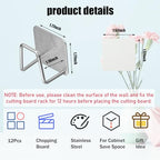 Aogigigio Under Cabinet Cutting Board Holder - 12 Pcs Pot Lid Organizer for Cabinet Cutting Board Holder Rack Storage Stainless Steel Under Shelf Counter Chopping Board Holder