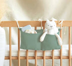 Cotton Baby Bedside Hanging Storage Bag,2 Pockets Organizer for Baby Cribs and Toys (Green) - color: Green