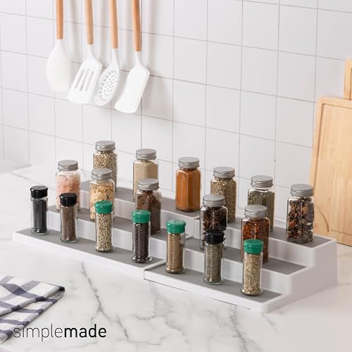 SIMPLEMADE 3-Tier Spice Rack Organizer - Versatile Storage Shelf for Kitchen, Bathroom, Bedroom & Office, Set of 2, Expandable White - color: Expandable White, size: Set of 2