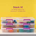IRIS USA 6 Qt. Plastic Craft Storage Container Bins with Lids, 6 Pack, Small Art & Office Supply Organizer Tote, Sensory Bins & Boxes for Home & University, Stackable, Secure Latch Buckles, Clear - size: 6 Qt. - 6 Pack, style: STACK