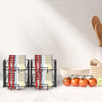 MOOACE 4 Pack Can Rack Organizer, 2 Tier Kitchen Canned Food Storage Dispenser Holds up to 40, Can Organizer for Cabinet Pantry Refrigerator Countertop, Black