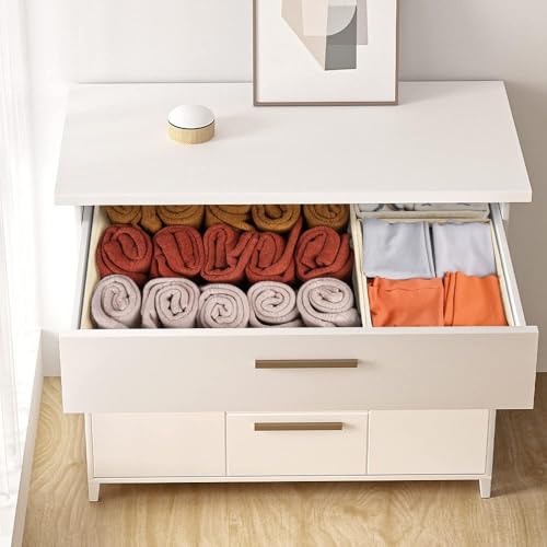Criusia Drawer Organizer Clothes, 24 Pack Dresser Organizer Bins for Nursery Bedroom, Closet Organization and Storage Dividers for Clothing, Baby Clothes, Underwears, Socks (Beige) - color: Beige, size: 24 Pack