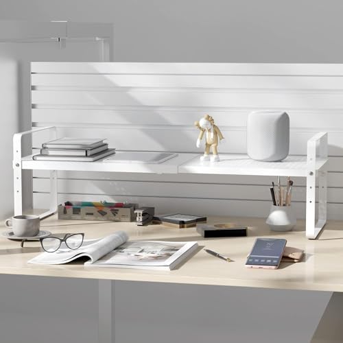 Expandable Cabinet Shelf Organizer Adjustable Metal Spice Rack Stackable Freestanding Counter Storage Shelves for Kitchen Cabinet Under Sink Office Desk (White - 3Pack - L16.5-27'' * W10.2'' * H9.6'') - color: White - 3pack - L16.5-27'' * W10.2'' * H9.6''