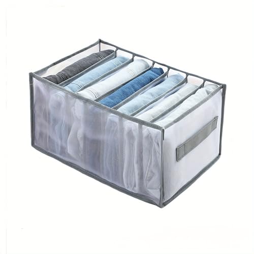 1pc Wardrobe Clothes Organizer with Handle 7 Grids Drawer Organizer Clothes for Jeans T-Shirts Washable Clothes Storage Organizer for Folded Clothes, used for in car storage
