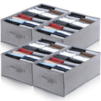 4 PCS Jean Organizer for Closet, 7 Grids Foldable Wardrobe Clothes Organizer, Stackable Fabric Closet Organizers and Storage for T Shirt Jean Sweater Shirt Pants
