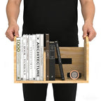 100% Solid Wood Adjustable Desktop Bookshelf, Retro Tabletop Book Shelf File Holder, Vertical Bookshelf Divider Desk Shelf for Home School Office Organization, Perfect for Books, Cookbooks, Magazine