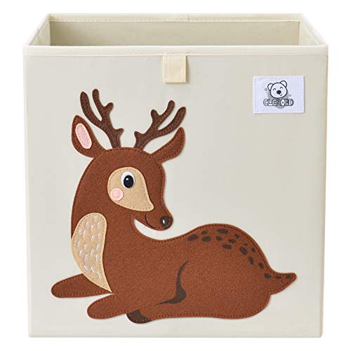 CLCROBD Foldable Animal Cube Storage Bins Fabric Toy Box/Chest/Organizer for Toddler/Kids Nursery, Playroom, 13 inch (Deer) - color: Deer