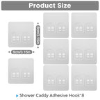 Shower Caddy Adhesive Replacement, Double Hooks No Drilling, Transparent Strong Adhesive Waterproof for Shower Caddy, Bathroom Storage Shelves, Kitchen Racks (Double Hooks * 8pcs) - color: 8 Double