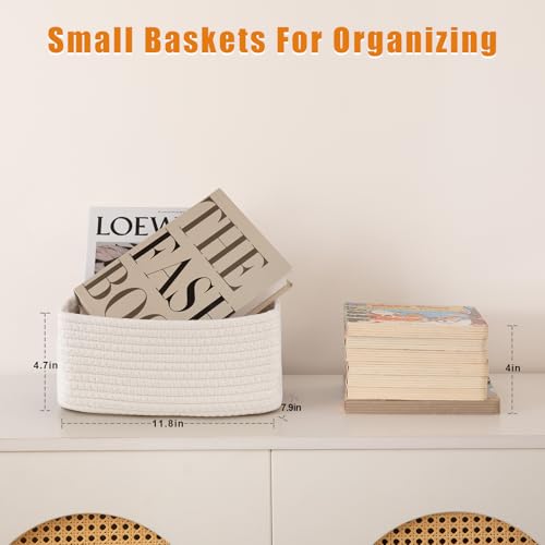OIAHOMY 4 Pack Storage Baskets for Organizing, Small Bins for Shelves, Cute Decorative Storage Bins, Organizer Baskets for Gifts Empty, 11.8''Lx7.8''Wx4.7''H, White - color: White, size: 11.8"*7.8"*4.7"