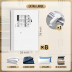 TAILI 8 Pack Vacuum Storage Bags, Jumbo Size 39x28 inch, LONG SIDE ZIP Vacuum Seal Bags for Beddings, Extra Large Storage Space Saver for Clothing, Comforters, Blankets, Pillows - size: 8 Jumbo
