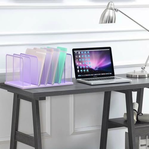 Kuntine.B Desk File Organizer Upright Mesh Desktop Organizer File Sorter Office Organization File Holder for Home, Office & Classroom (Purple, 2 Pack 7-Section) - color: Purple, size: 2 Pack 7-Section