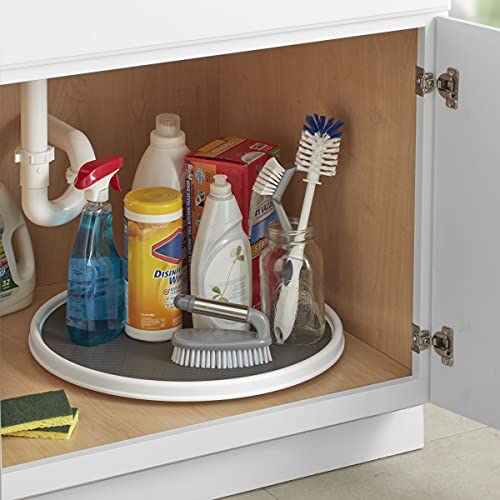 Copco 18-Inch Lazy Susan Turntable Organizer, Non-Skid Pantry or Cabinet Spinner for Spices, Condiments, and Bottles, Durable White/ Gray Design - color: White/Gray