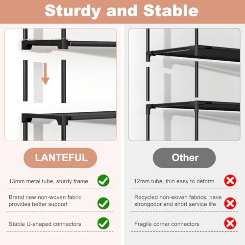 LANTEFUL 3 Tier Shoe Rack for Closet, Shoe Organizer with 5 Hooks, Long Shoe Shelf Storage for Sneaker and Boot Stackable Free Standing Shoe Rack for Entryway, Garage, Small Spaces, Dorm - color: Black, size: 27.8"W - 3 Tier