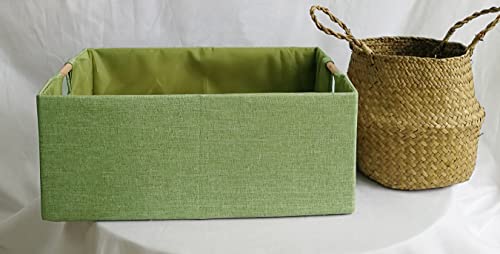 Storage Bin for Shelves Rectangle Closet Baskets Foldable Box with Handles, Gray Storage Bins, Storage Boxes for Home Office Car Dormroom - color: Green