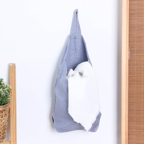 100% Linen Hanging Bags - 2 Pcs, Small Wall Storage Baskets for Kitchen, Bedroom, RV, Camper Organizer, Sewing Room, Nursery, Kids Room, Blue - color: Blue