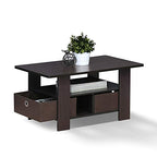 Furinno Andrey Coffee Table with Bin Drawer, Dark Walnut - color: Dark Walnut, style: 2 Bin