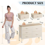 WLIVE Dresser for Bedroom with 5 Drawers, Wide Chest of Drawers for Bedroom, Fabric Dresser for Living Room, Closet, Hallway, Cream White - color: Cream White