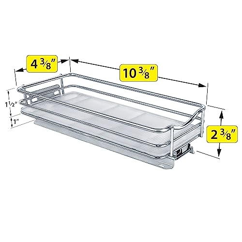 LYNK PROFESSIONAL® Pull Out Spice Organization for Cabinets - 4-3/8 inch Wide – Spice Rack for Inside Cabinets, Slide Out Spice Rack Organizer for cabinet – Pull Out Spice Rack, Sliding 1 Tier Chrome - color: Chrome, size: 4-1/4" - 1 Tier